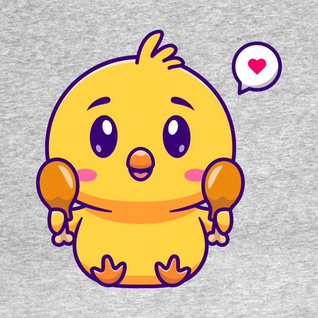 Cute Chick Holding Fried Chicken Cartoon by Catalyst Labs